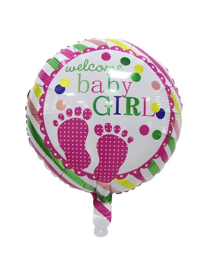 Balon Foliowy "Welcome Baby Girl", Okrągły, Powitanie, Baby Shower Party spot