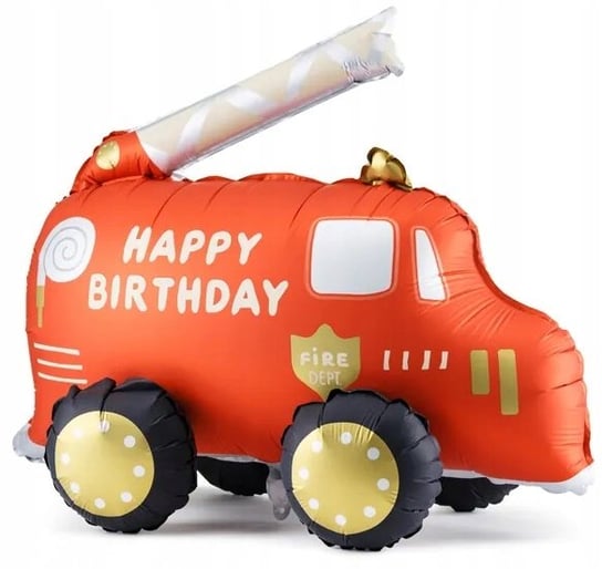 Balon foliowy Wóz Strażacki Happy Birthday Straż Pożarna Urodziny 67x53 cm GoDan