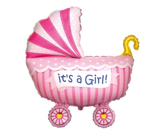 Balon foliowy, Wózek dla dziewczynki, różowy, 24" Flexmetal
