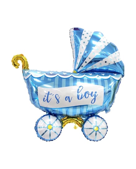 Balon Foliowy Wózek, Niebieski, Baby Shower Party spot