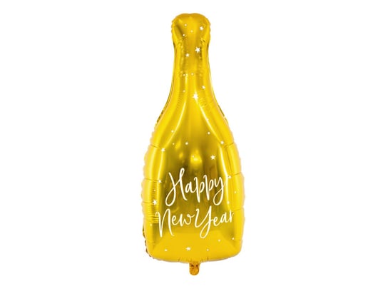 Balon foliowy złoty butelka Happy New Year, 32x82 cm PartyDeco