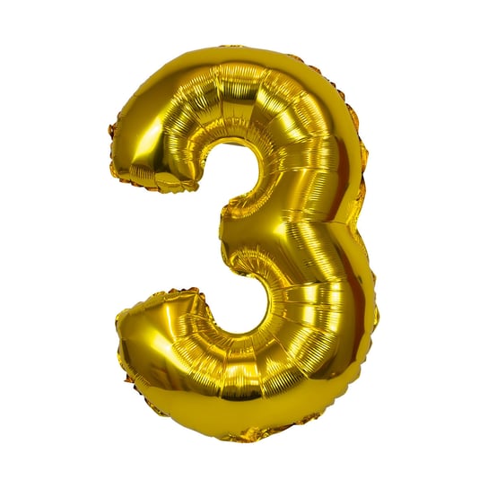 Balon foliowy złoty cyfra 3 Liczba Trzecie Urodziny 1-99 40cm Inna marka
