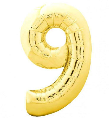 Balon foliowy złoty cyfra "9", 100 cm 1 szt TopGift