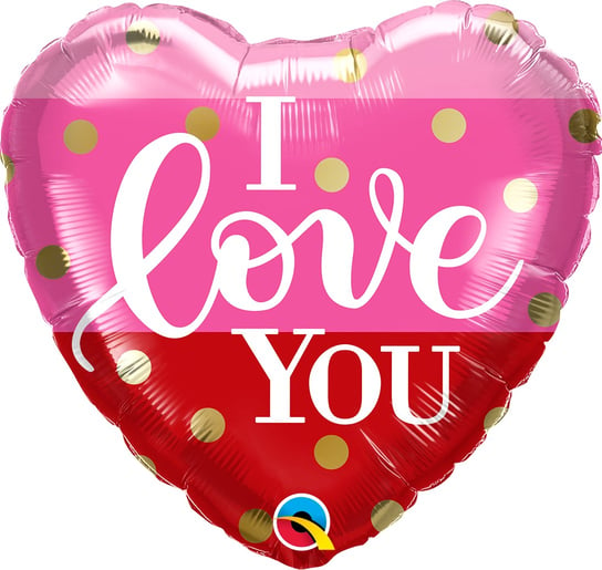 Balon"I love You" złote kropki 18 Qualatex