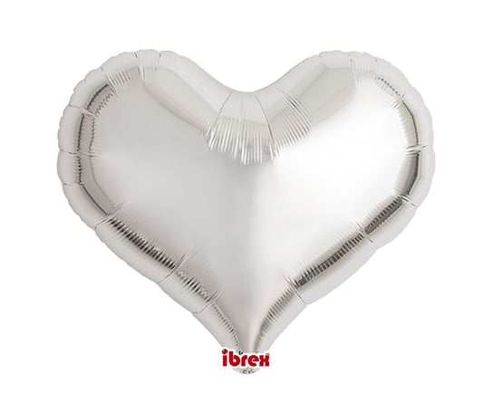 Balon Ibrex Hel, serce Jelly 18", Metallic Silver, 5 szt. GoDan