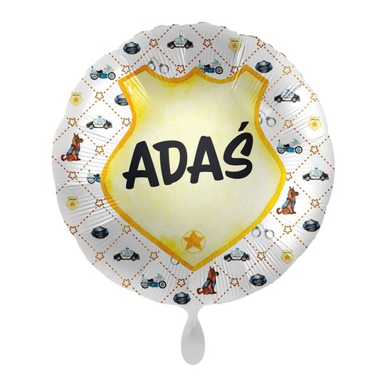 Balon imienny foliowy Adaś okrągły pakowany 43 cm AMSCAN