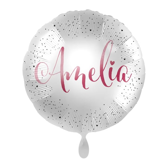 Balon imienny foliowy Amelia okrągły pakowany 43 cm AMSCAN