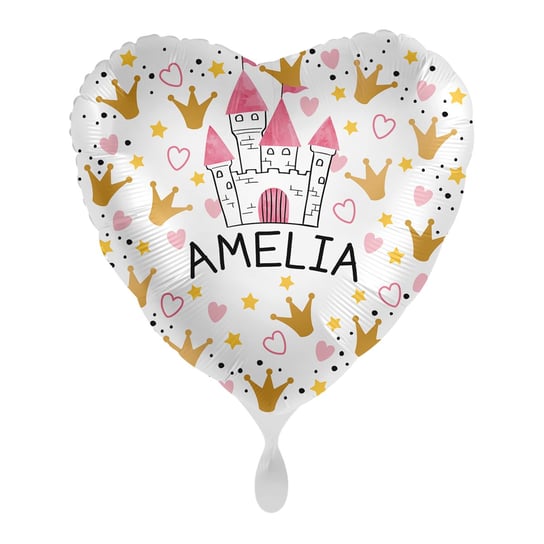 Balon imienny foliowy Amelia serce pakowany 43 cm Amscan
