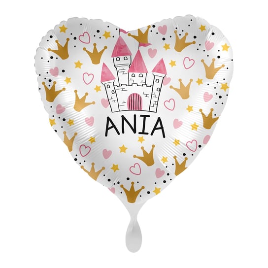 Balon imienny foliowy Ania serce pakowany 43 cm Amscan
