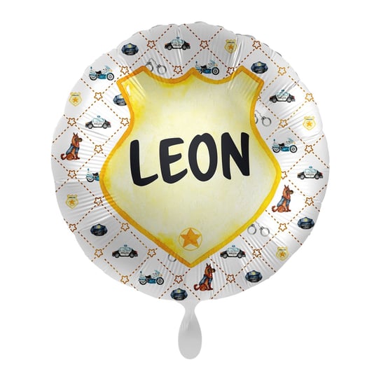 Balon imienny foliowy Leon okrągły pakowany 43 cm AMSCAN