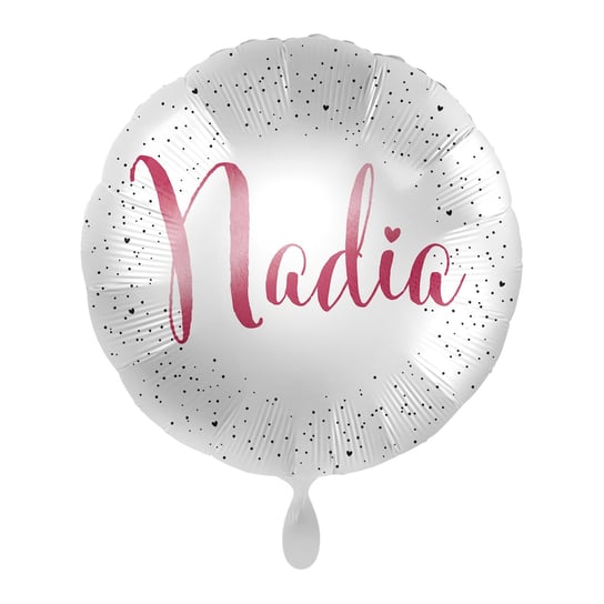 Balon imienny foliowy Nadia okrągły pakowany 43 cm AMSCAN