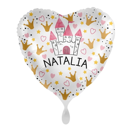 Balon imienny foliowy Natalia serce pakowany 43 cm Amscan