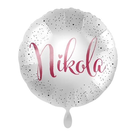 Balon imienny foliowy Nikola okrągły pakowany 43 cm AMSCAN