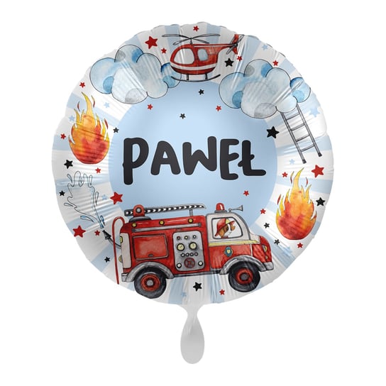 Balon imienny foliowy Pawel okrągły pakowany 43 cm AMSCAN