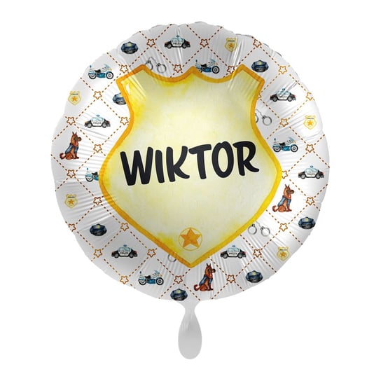 Balon imienny foliowy Wiktor okrągły pakowany 43 cm AMSCAN