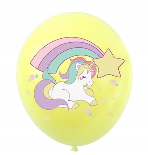 Balon Klasyczny z Nadrukiem na URODZINY - JEDNOROŻEC - 10 szt Unicorn