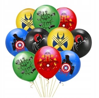 Balon Klasyczny z Nadrukiem na URODZINY - SUPERBOHATEROWIE - 10 szt Unicorn