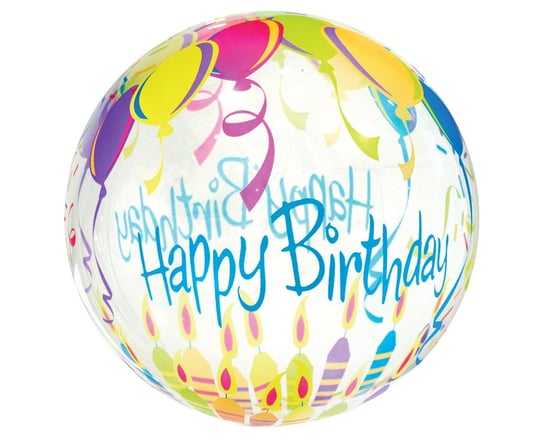 Balon kryształowy, Happy Birthday, balony i świeczki, 18" GoDan