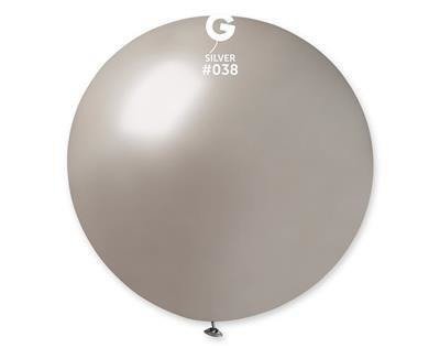 Balon, kula metaliczna, srebrna, 80 cm GoDan