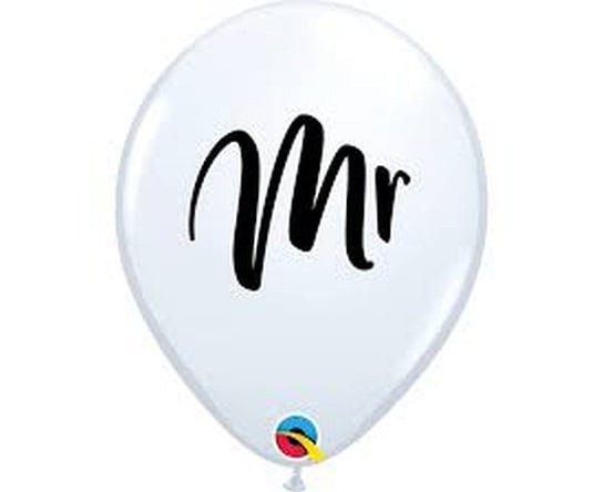 Balon, Mr., 11", biały Qualatex