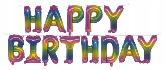 Balon Na Urodziny Happy Birthday Tęczowy Napis Midex