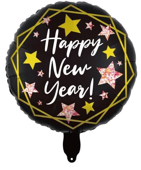 Balon Okrągły Happy New Year Czarny 45 Cm Inna marka
