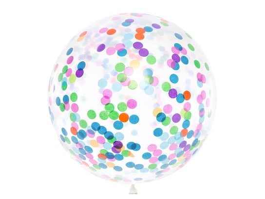 Balon okrągły z kolorowym konfetti, 1 m, mix PartyDeco