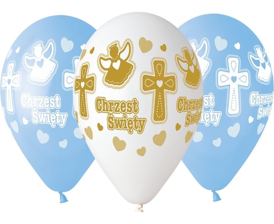 Balon Premium, Chrzest chłopca, 13", 5 sztuk Gemar