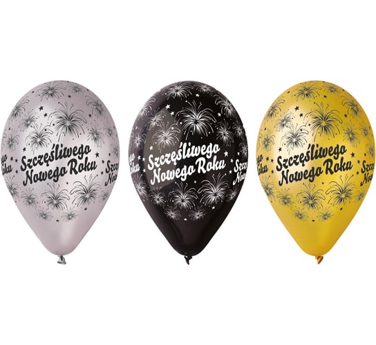 Balon Premium, Szczęśliwego Nowego Roku, 12", 6 sztuk Gemar