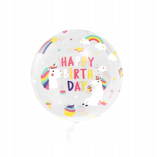 Balon Przezroczysty Okrągły Jednorożec 45 Cm 1Szt. PartyPal