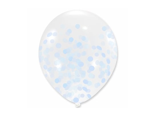 Balon przezroczysty z niebieskim konfetti - 30 cm - 5 szt. DP