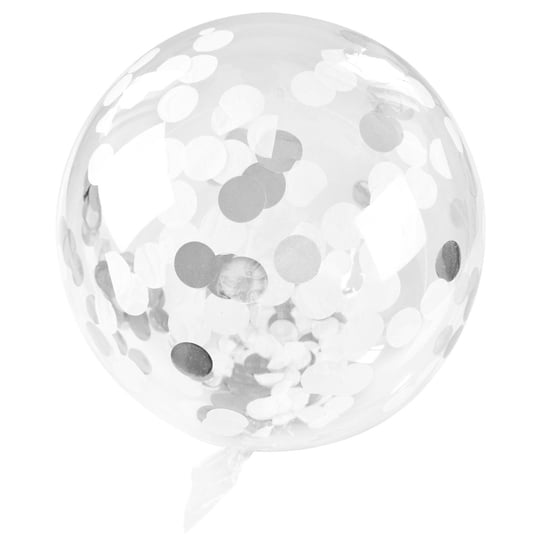 Balon przeźroczysty ze srebrno-białym konfetti, 35 cm Arpex