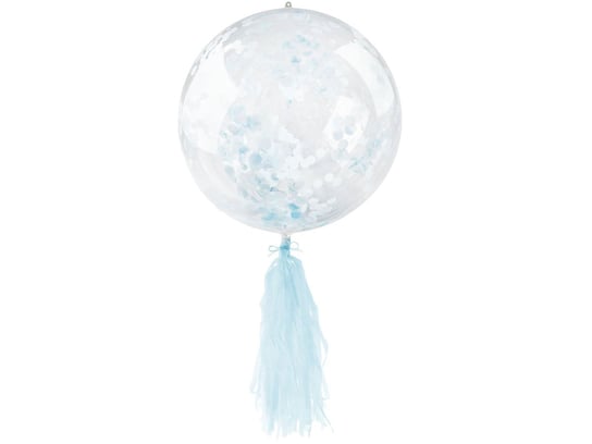 Balon PVC z konfetti i frędzlami - niebieski Arpex
