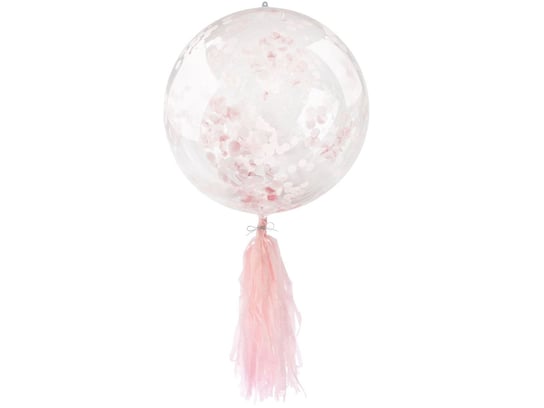 Balon PVC z konfetti i frędzlami - różowy Arpex