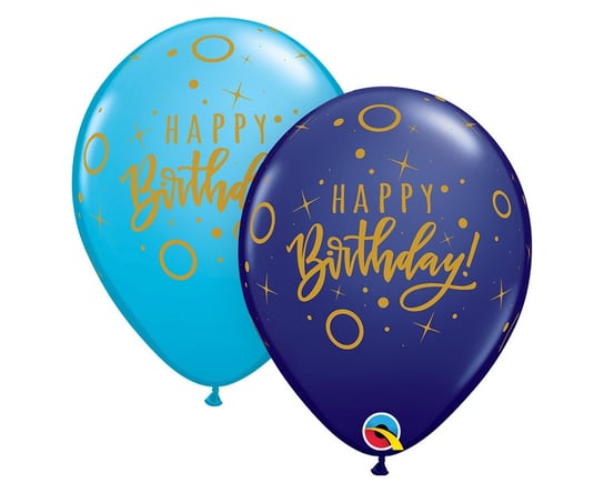 Balon QL 11" z nadr. "Happy Birthday - Dots & Sprinkles", pastel granatowy i niebieski / 25 szt. Inna marka
