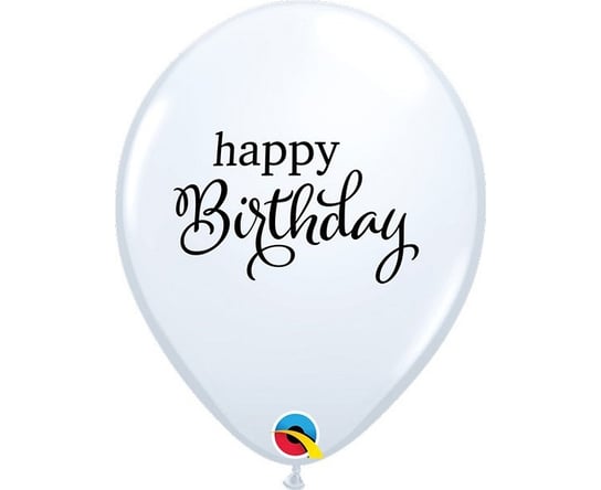 Balon QL 11" z nadr. "Happy Birthday", pastel biały / 25 szt. Qualatex