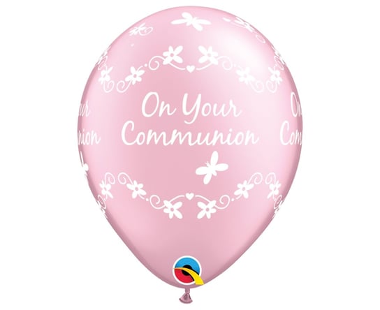 Balon Ql 11" Z Nadr. "On Your Communion", Metalik Różowy / 25 Szt. Qualatex