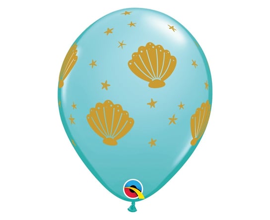 Balon QL 11" z nadr. "Sea Shell", pastel turkusowy / 6 szt. Qualatex