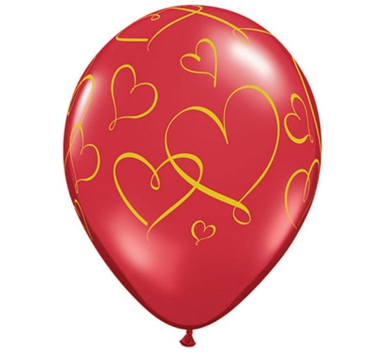 Balon, Serca, 11", czerwony, 25 sztuk Qualatex