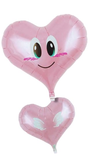 Balon serce Jelly 14' uśmiechnięty anioł pink GoDan