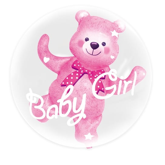 Balon w balonie, Baby Girl Miś różowy, 59 x 69cm PartyPal
