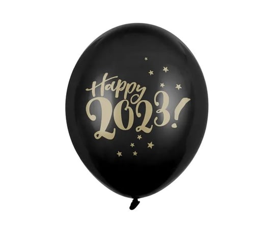 Balon Z Nadrukiem Happy 2023! Pastel Czarny Lateks ABC