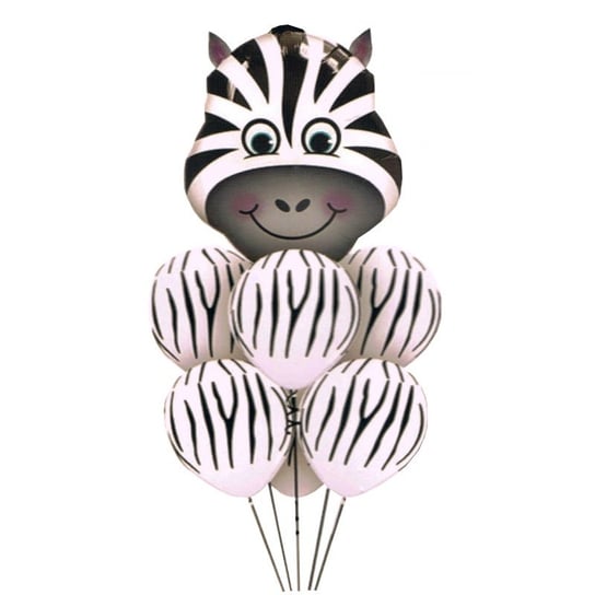 Balon zebra foliowy 60x70cm + 6 balonów KIK