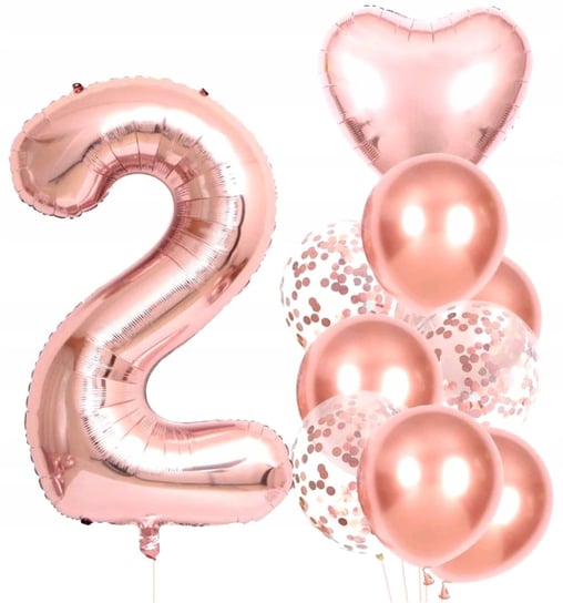 Balony 10Szt Na Drugie Urodziny Różowe Konfetti Edibazzar