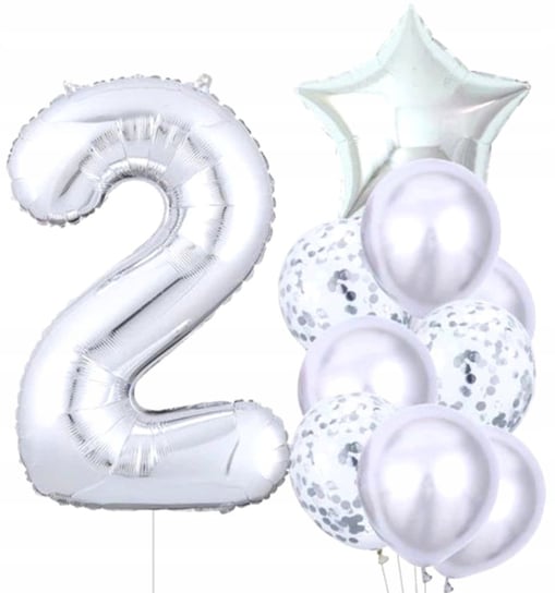 Balony 10Szt Na Drugie Urodziny Srebrne Konfetti Edibazzar