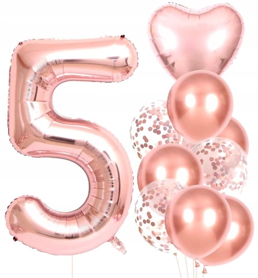 Balony 10Szt Na Piąte Urodziny Różowe Konfetti Edibazzar
