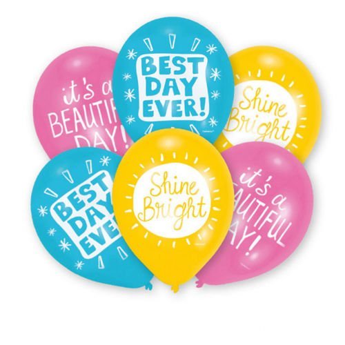Balony 11'' nadruk "Best Day Ever" kolorowe 6 sztuk Amscan