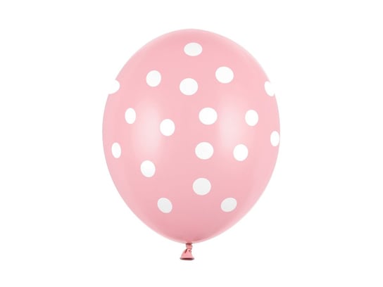 Balony 14' pastelowe różowe w kropki białe 6 sztuk PartyDeco