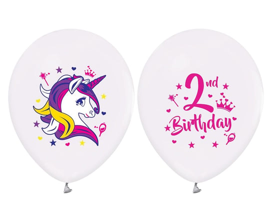Balony 2 Urodziny (jednorożce), 12", 5 sztuk Gemar