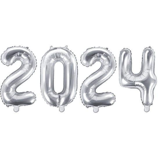 Balony 2024 - srebrne 35 cm zestaw SYLWESTER NOWY ROK Inna marka